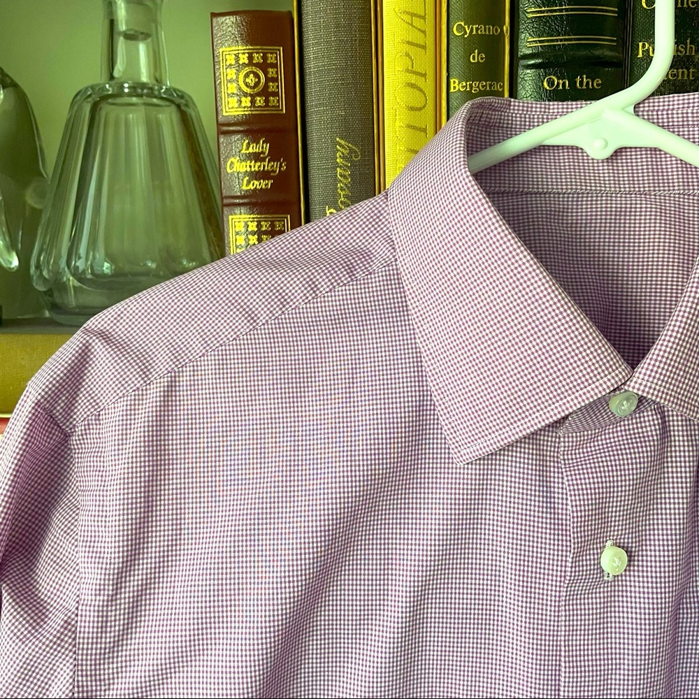 Purple gingham button down shirt